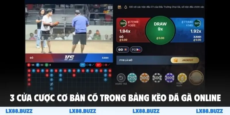 3 cửa cược cơ bản có trong bảng kèo đá gà online