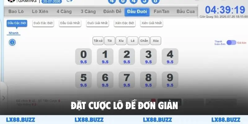 Đặt cược lô đề đơn giản