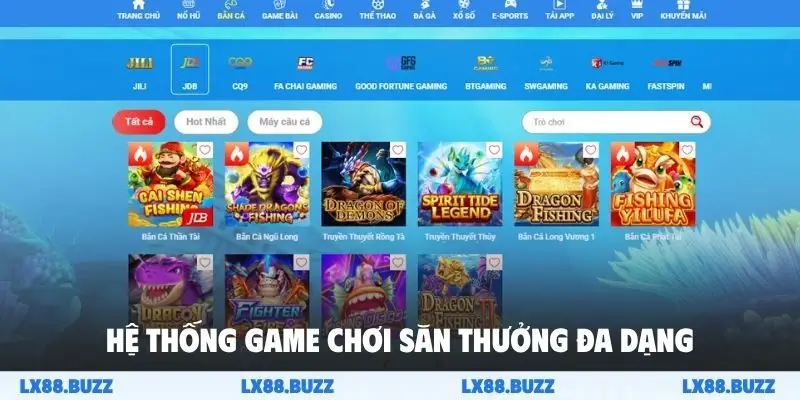 Hệ thống game chơi săn thưởng đa dạng