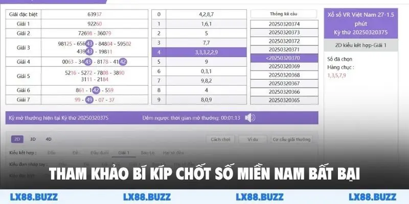 Tham khảo bí kíp chốt số miền Nam bất bại